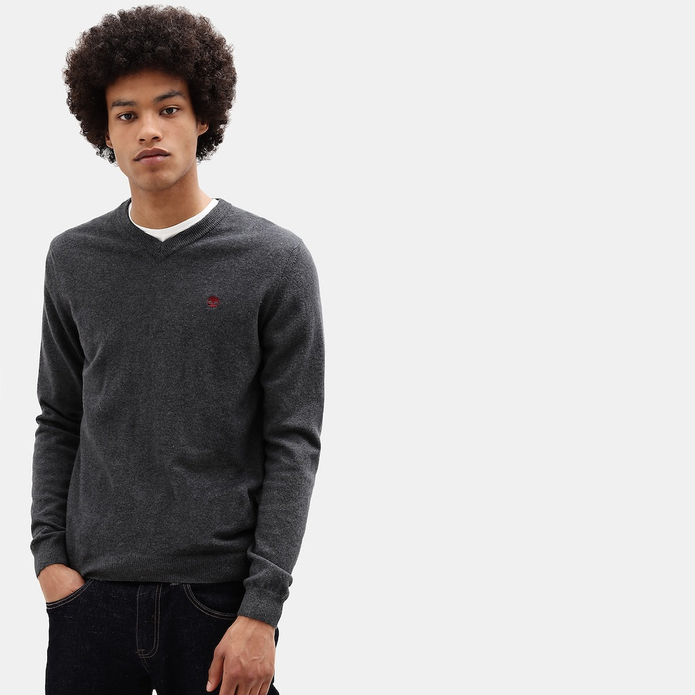 TIMBERLAND V-NECK SWEATER FOR MEN IN DARK GREY