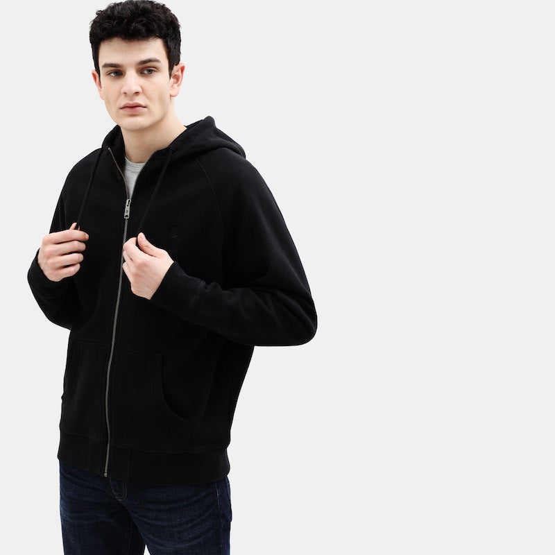 TIMBERLAND EXETER RIVER BASIC ZIP THROUGH HOODED SWEATSHIRT FOR MEN IN BLACK