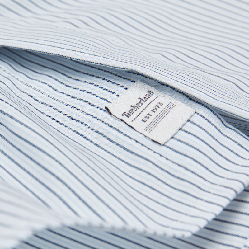 TIMBERLAND LONG SLEEVE STRIPE SHIRT IN LIGHT BLUE