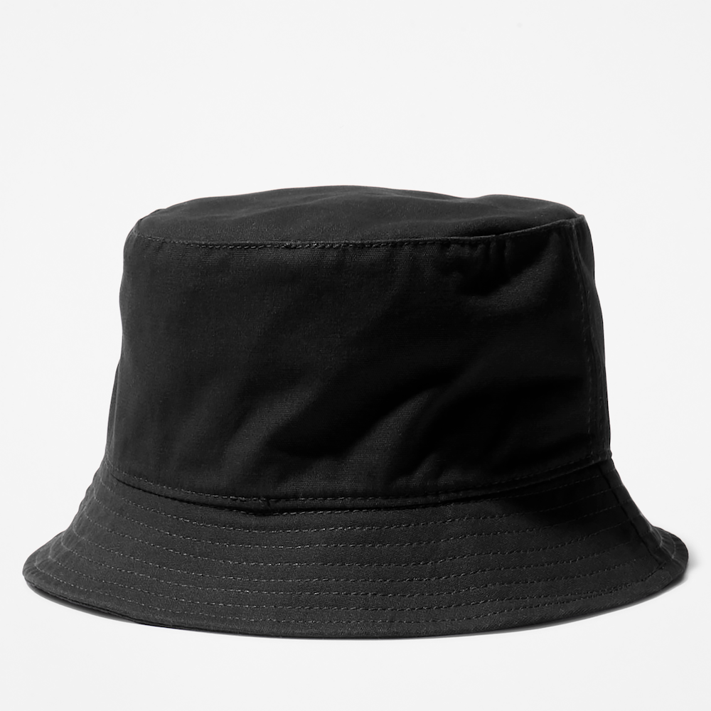 Peached Cotton Canvas Bucket Hat In Black