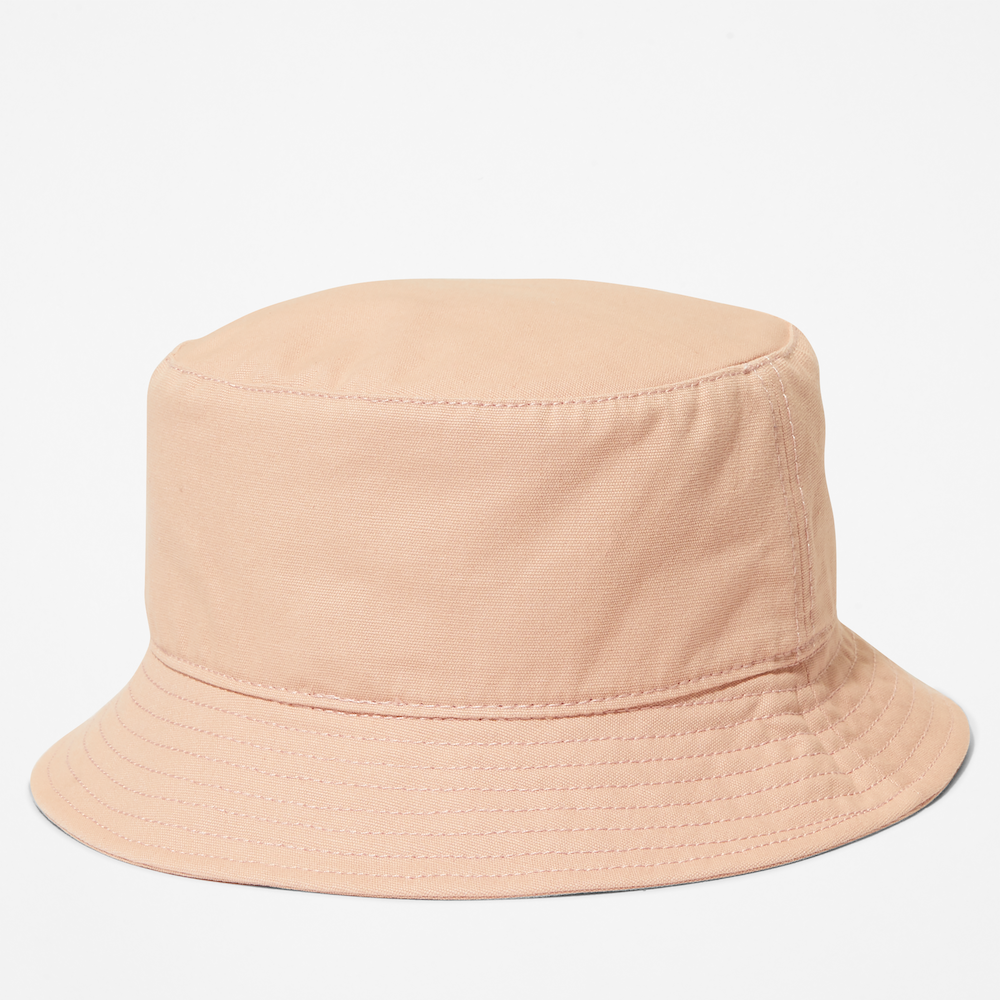 Peached Cotton Canvas Bucket Hat In Rose
