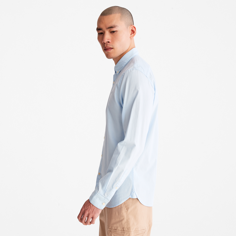 TIMBERLAND ELEVATED OXFORD SLIM FIT COTTON SHIRT FOR MEN IN LIGHT BLUE