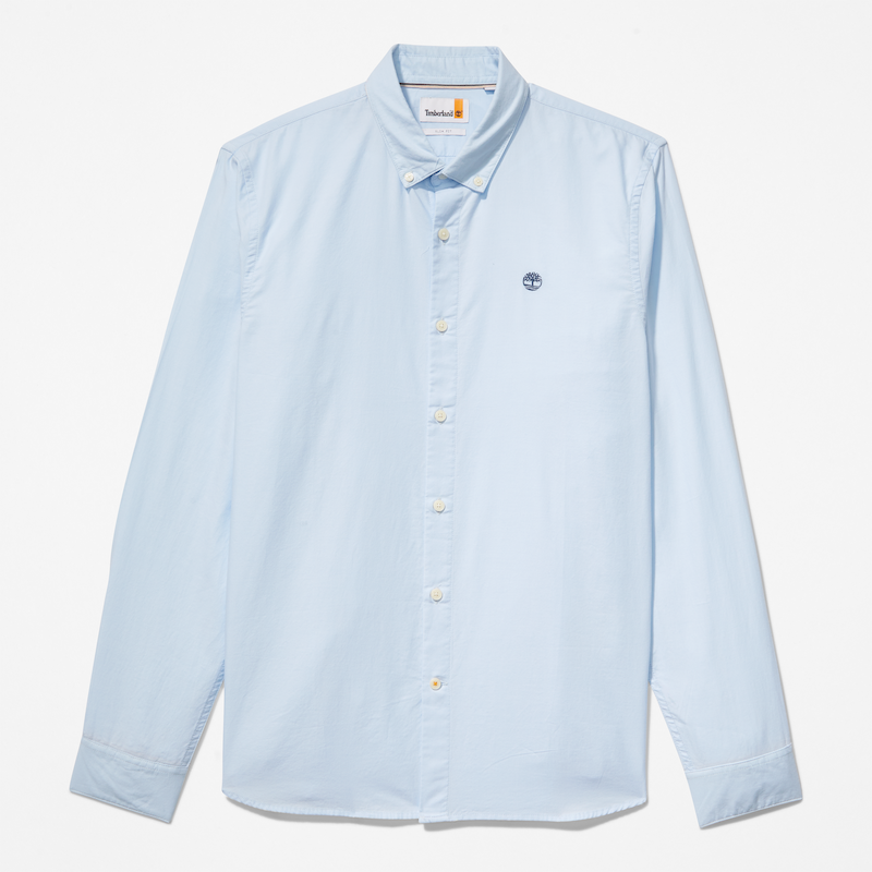 TIMBERLAND ELEVATED OXFORD SLIM FIT COTTON SHIRT FOR MEN IN LIGHT BLUE