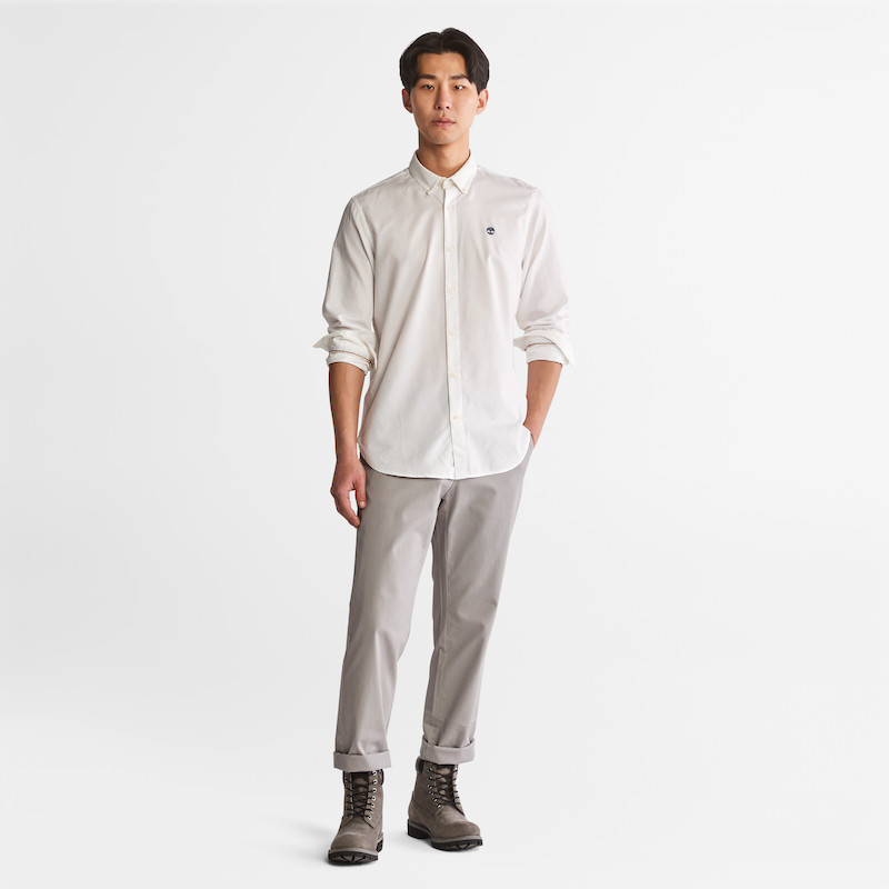TIMBERLAND MILL RIVER REGULAR FIT LONG SLEEVE SHIRT FOR MEN IN WHITE
