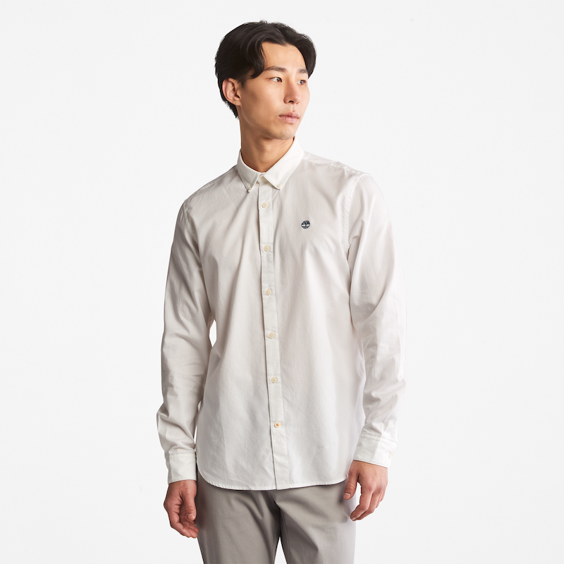 TIMBERLAND MILL RIVER REGULAR FIT LONG SLEEVE SHIRT FOR MEN IN WHITE