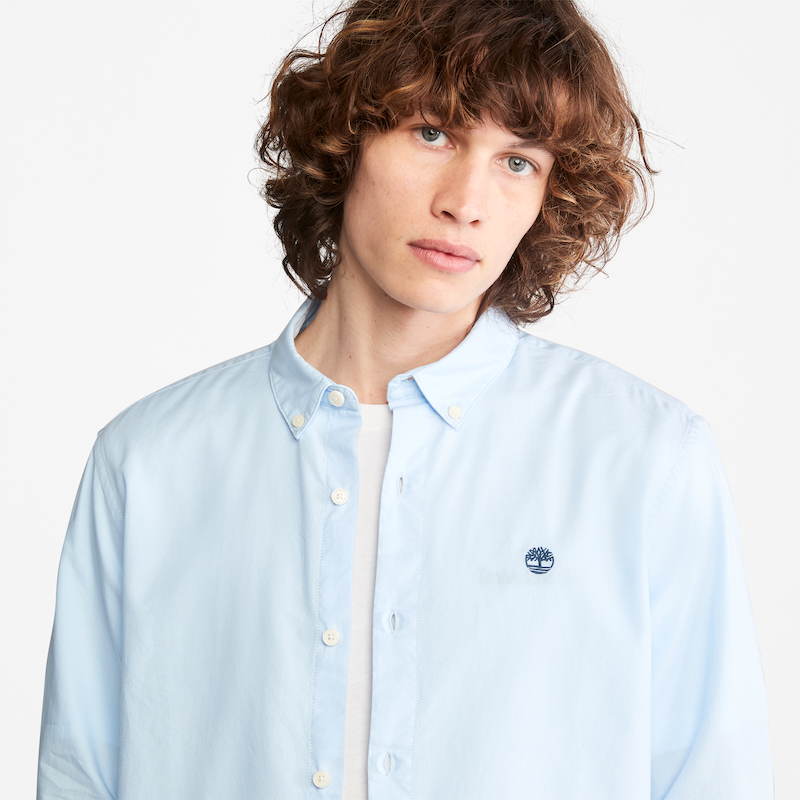 TIMBERLAND MILL RIVER ELEVATED OXFORD REGULAR FIT LONG SLEEVE SHIRT FOR MEN IN LIGHT BLUE