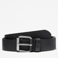Black Timberlandâ‚¬Å¡Â® Recycled Leather Belt. Black belt crafted from recycled materials for eco-conscious style. Antique-finish buckle for a vintage touch. Classic design pairs with jeans, chinos, or dress pants.