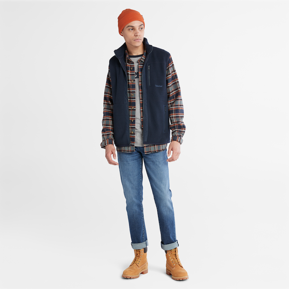 TIMBERLAND SHERPA FLEECE VEST FOR MEN IN NAVY