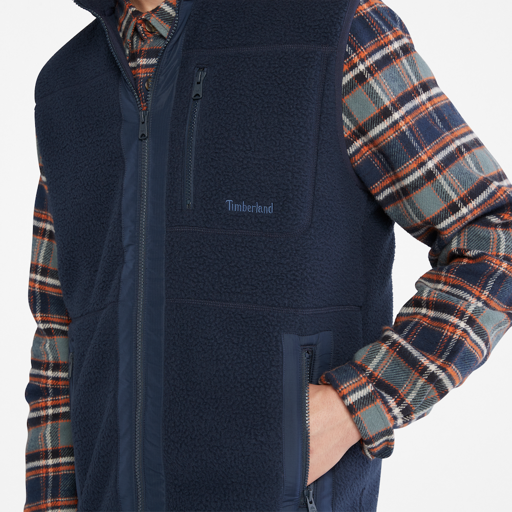 TIMBERLAND SHERPA FLEECE VEST FOR MEN IN NAVY