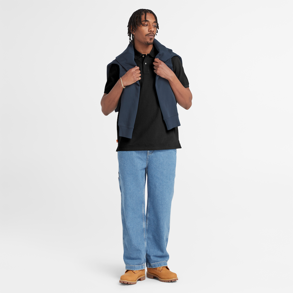 TIMBERLAND MILLERS RIVER REGULAR FIT PIQUE POLO SHIRT FOR MEN IN BLACK