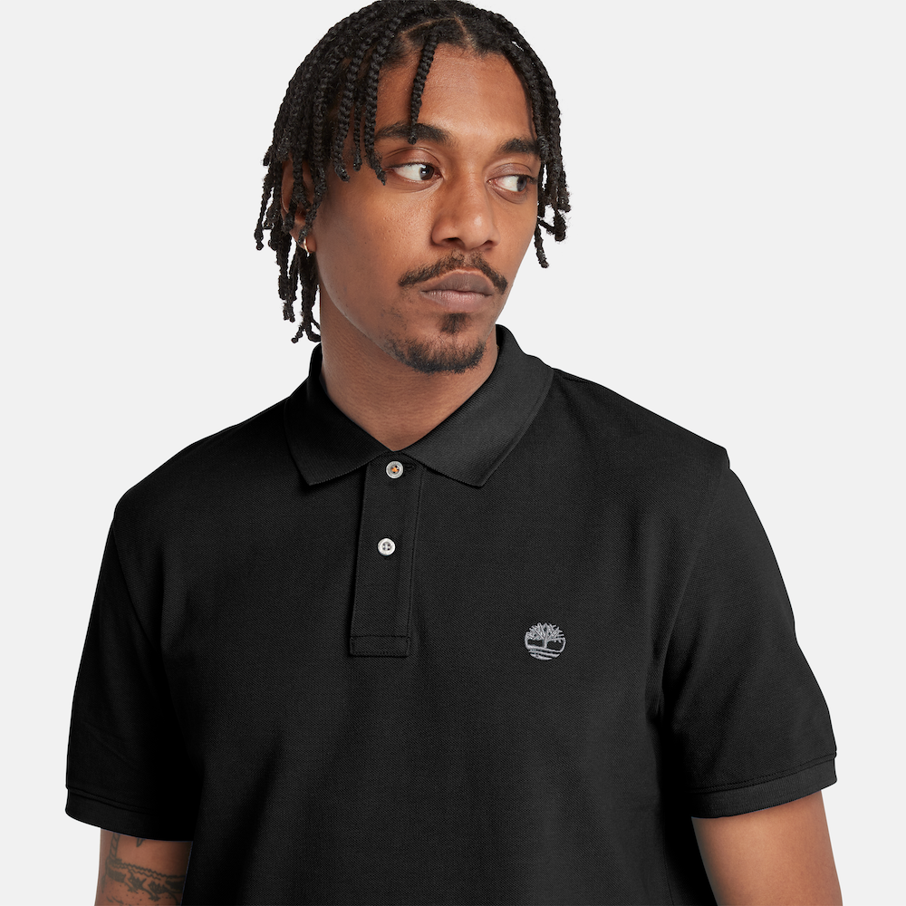 TIMBERLAND MILLERS RIVER REGULAR FIT PIQUE POLO SHIRT FOR MEN IN BLACK