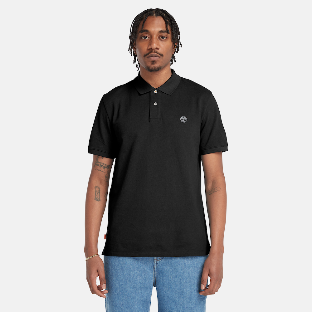 TIMBERLAND MILLERS RIVER REGULAR FIT PIQUE POLO SHIRT FOR MEN IN BLACK