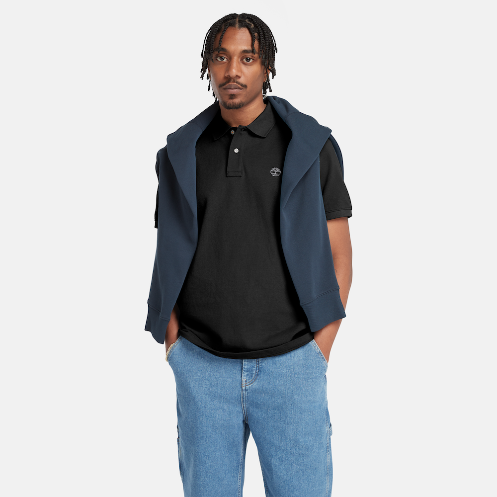 TIMBERLAND MILLERS RIVER REGULAR FIT PIQUE POLO SHIRT FOR MEN IN BLACK