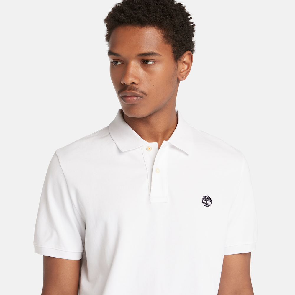 TIMBERLAND MILLERS RIVER PIQUE POLO SHIRT FOR MEN IN WHITE