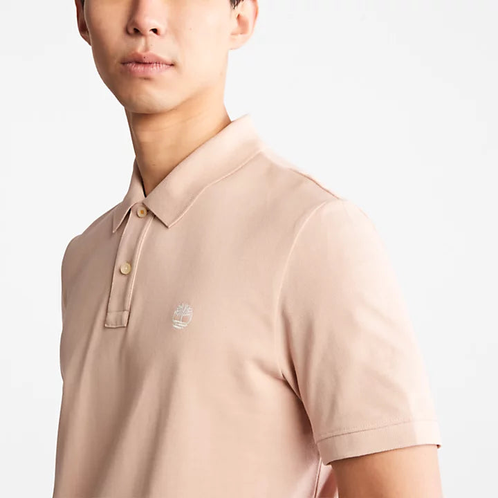 TIMBERLAND MILLERS RIVER PIQUE POLO SHIRT FOR MEN IN PALE PINK