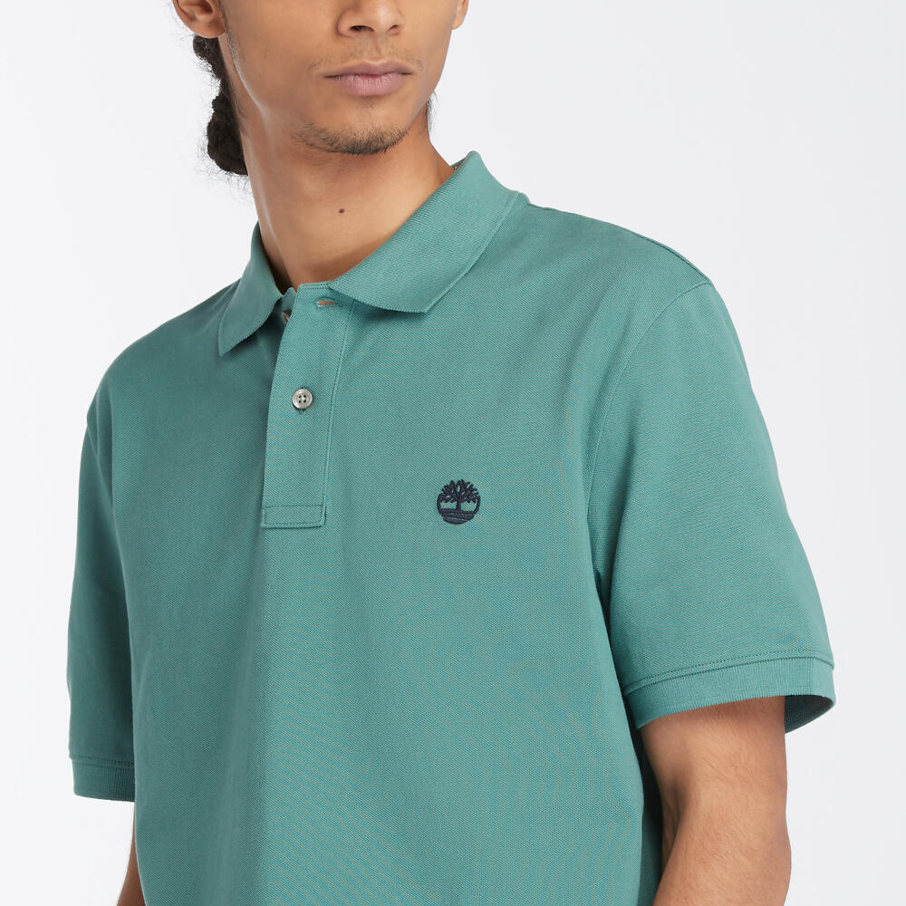 TIMBERLAND MILLERS RIVER PIQUE POLO SHIRT FOR MEN IN TEAL