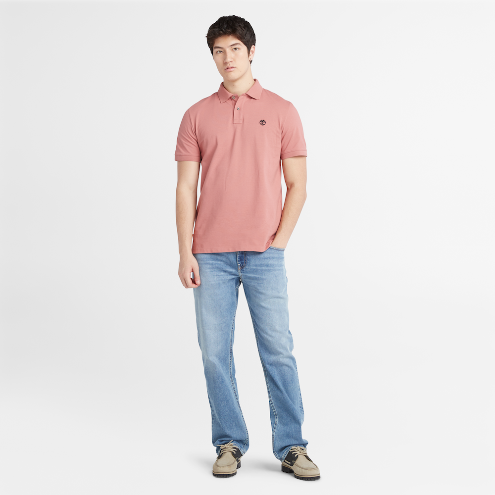 TIMBERLAND MILLERS RIVER PIQUE POLO SHIRT FOR MEN IN SALMON PINK
