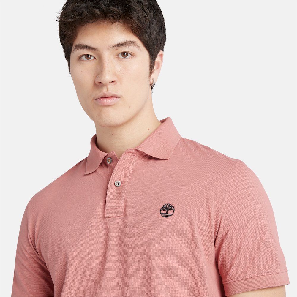 TIMBERLAND MILLERS RIVER PIQUE POLO SHIRT FOR MEN IN SALMON PINK