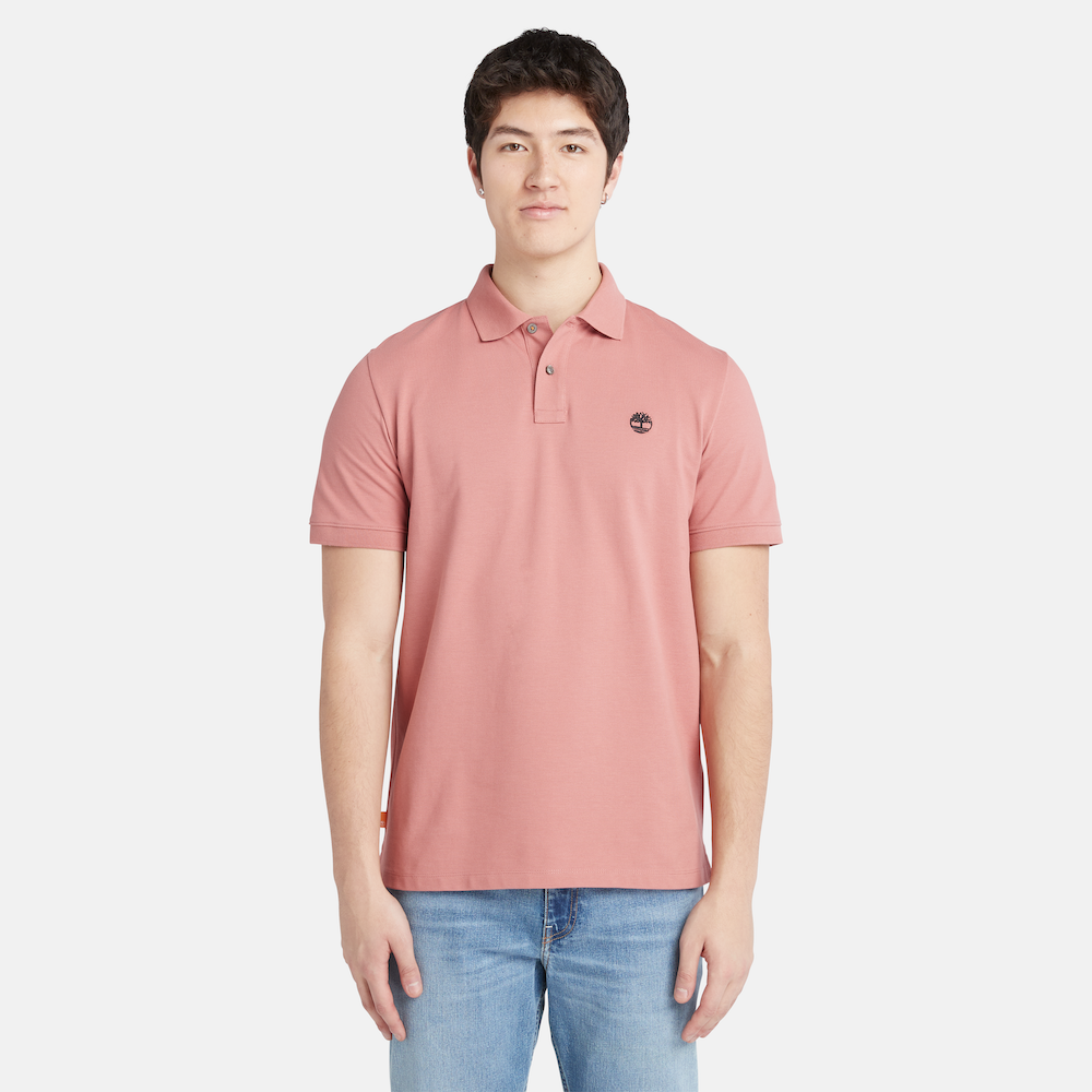 TIMBERLAND MILLERS RIVER PIQUE POLO SHIRT FOR MEN IN SALMON PINK