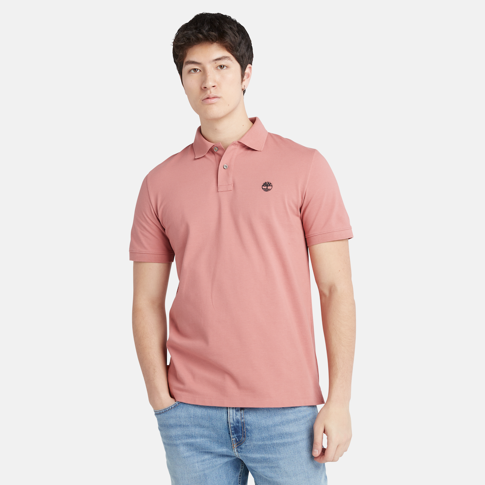 TIMBERLAND MILLERS RIVER PIQUE POLO SHIRT FOR MEN IN SALMON PINK