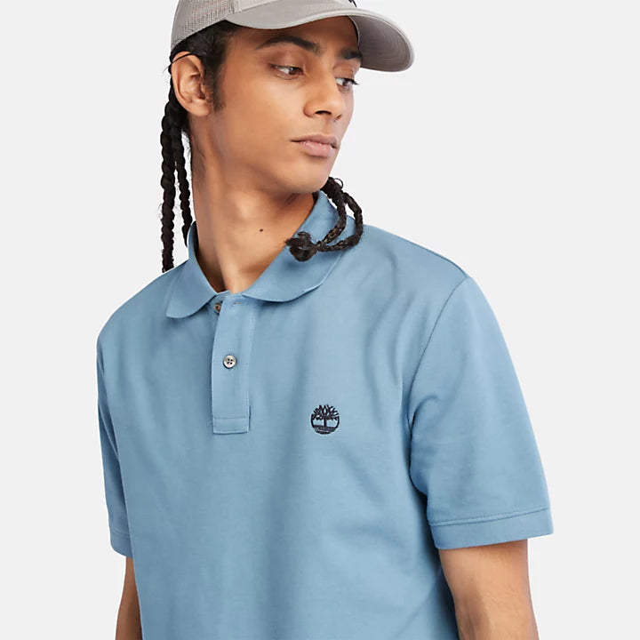 TIMBERLAND MILLERS RIVER SHORT SLEEVE PIQUE POLO FOR MEN IN SKY BLUE