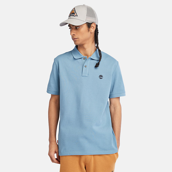 TIMBERLAND MILLERS RIVER SHORT SLEEVE PIQUE POLO FOR MEN IN SKY BLUE