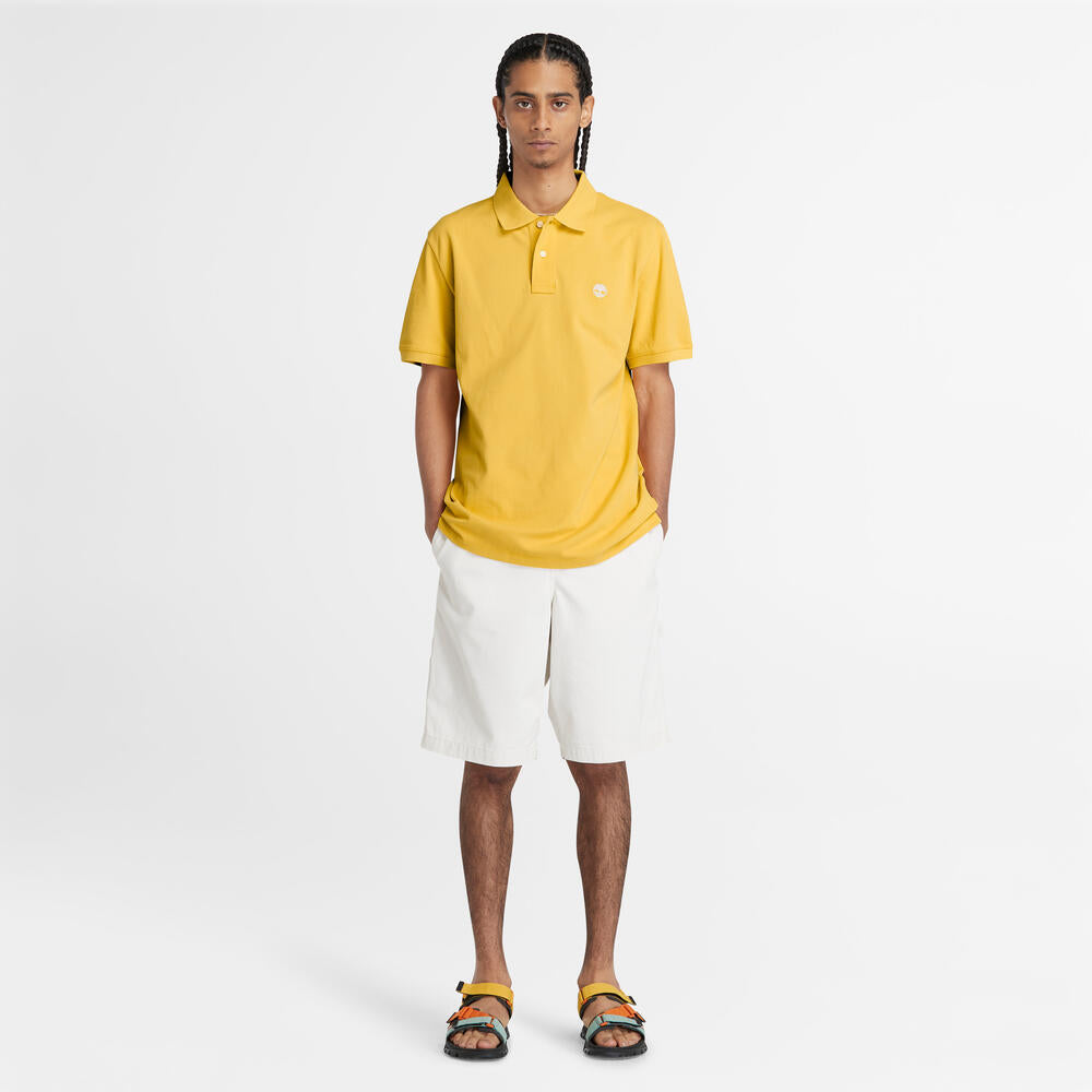 TIMBERLAND MILLERS RIVER PIQUE POLO SHIRT FOR MEN IN SUNSHINE YELLOW