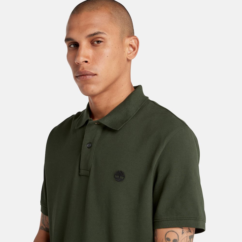 TIMBERLAND MILLERS RIVER REGULAR FIT PIQUE POLO SHIRT FOR MEN IN GREEN