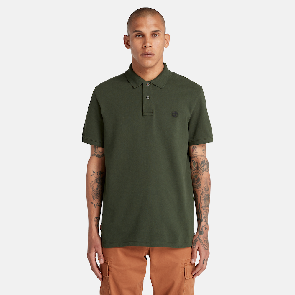 TIMBERLAND MILLERS RIVER REGULAR FIT PIQUE POLO SHIRT FOR MEN IN GREEN