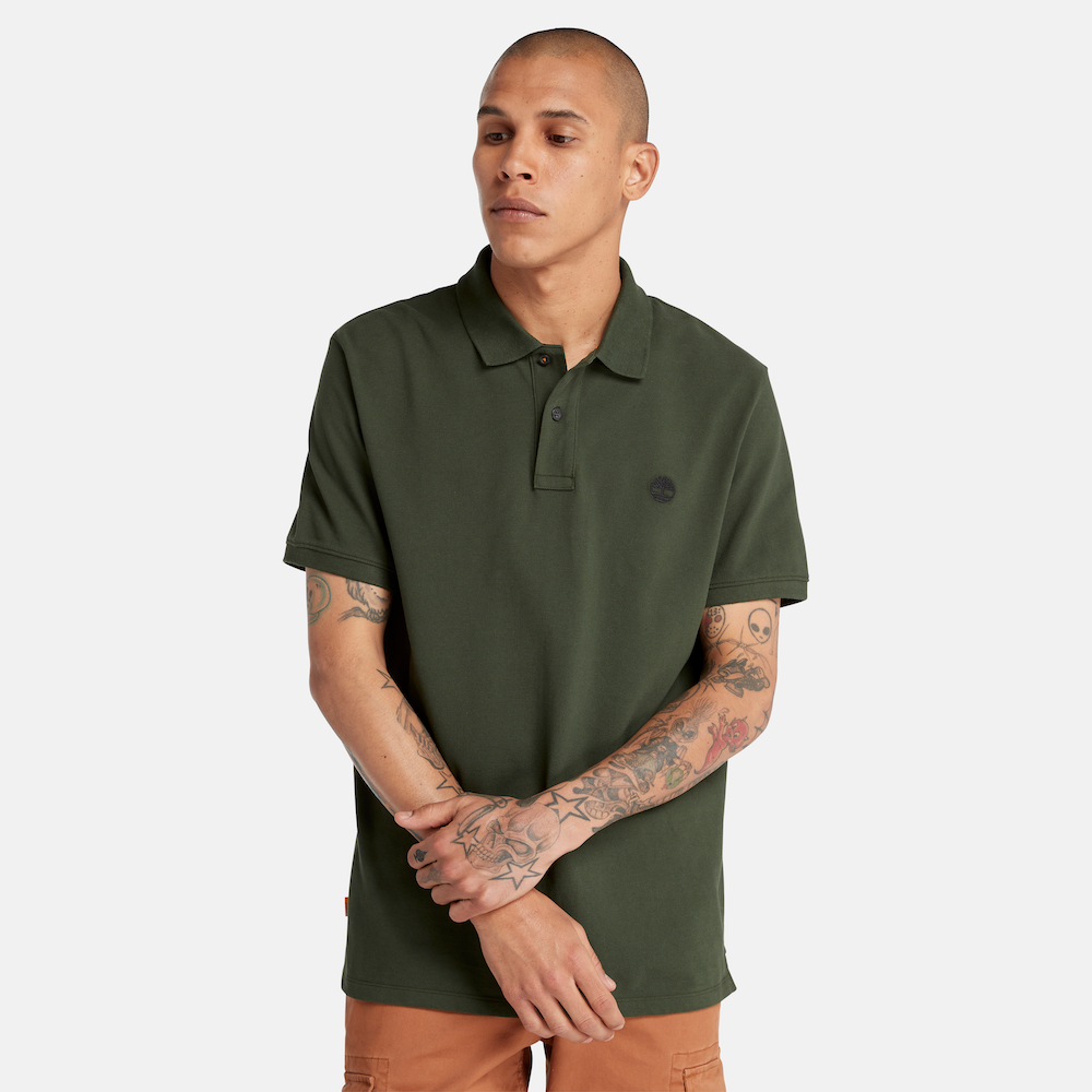 TIMBERLAND MILLERS RIVER REGULAR FIT PIQUE POLO SHIRT FOR MEN IN GREEN