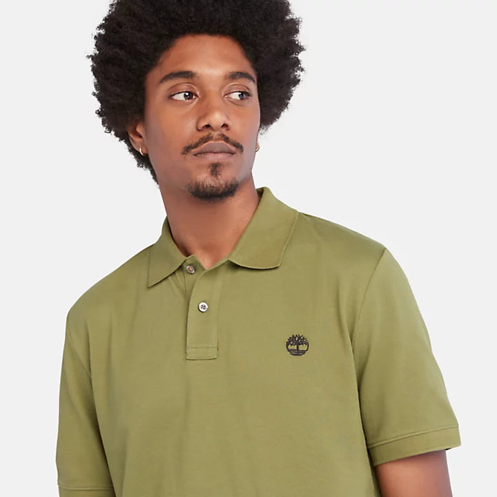 TIMBERLAND PIQUE POLO SHIRT FOR MEN IN OLIVE GREEN