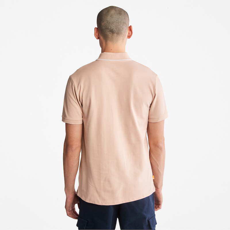 TIMBERLAND MILLERS RIVER SHORT SLEEVE POLO SHIRT FOR MEN IN SALMON PINK