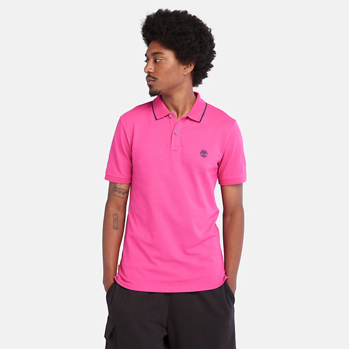 TIMBERLAND SHORT SLEEVE POLO SHIRT FOR MEN IN PINK
