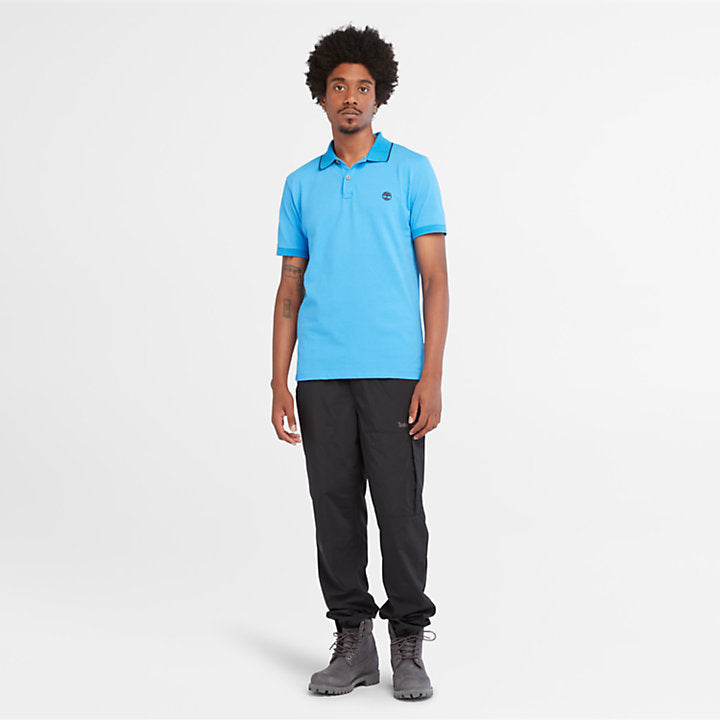 TIMBERLAND SHORT SLEEVE POLO SHIRT FOR MEN IN BRIGHT BLUE