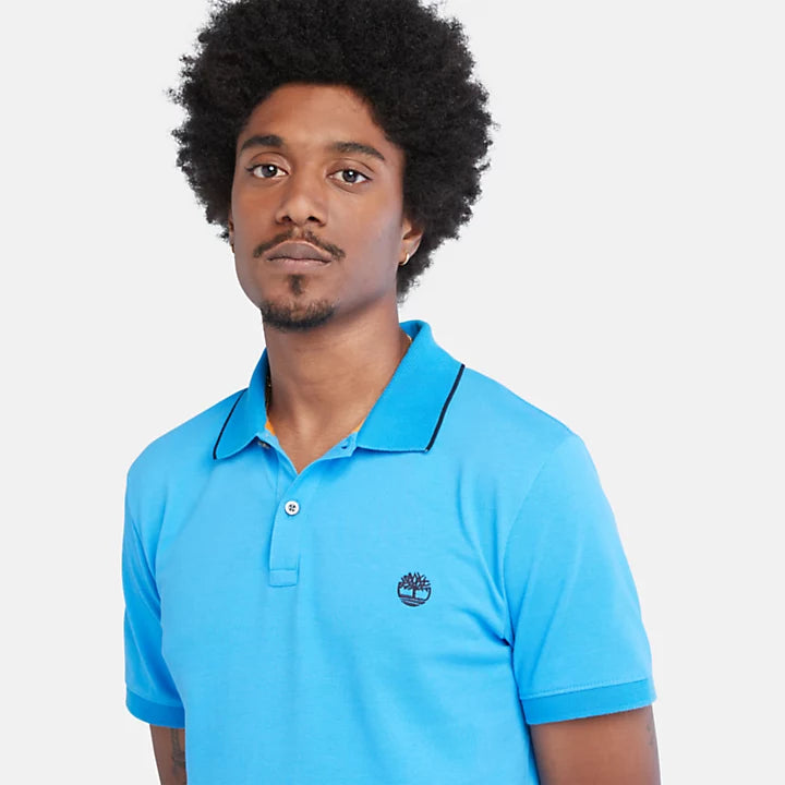 TIMBERLAND SHORT SLEEVE POLO SHIRT FOR MEN IN BRIGHT BLUE