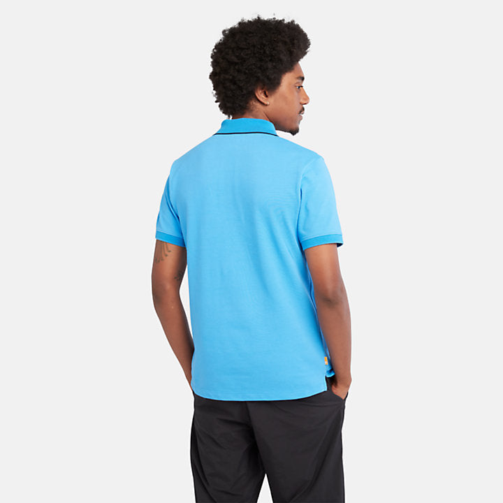 TIMBERLAND SHORT SLEEVE POLO SHIRT FOR MEN IN BRIGHT BLUE