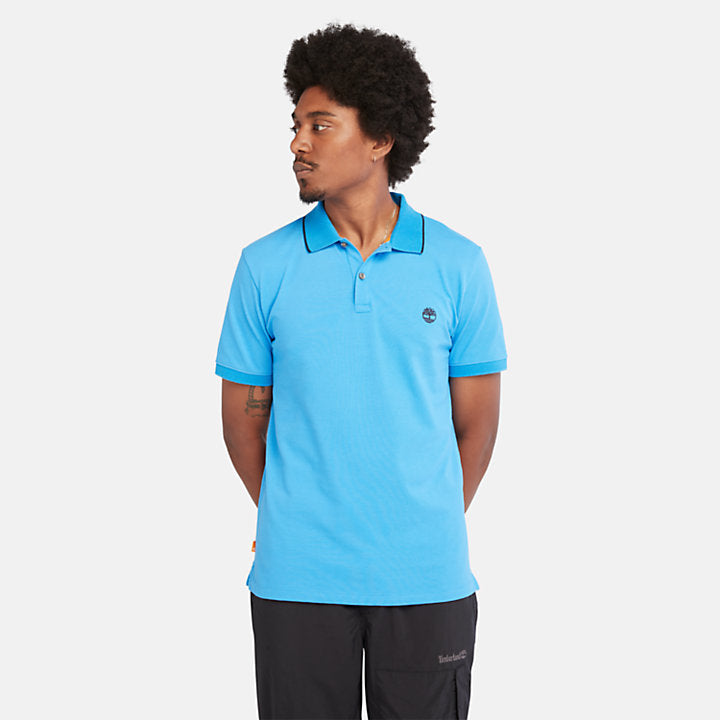 TIMBERLAND SHORT SLEEVE POLO SHIRT FOR MEN IN BRIGHT BLUE