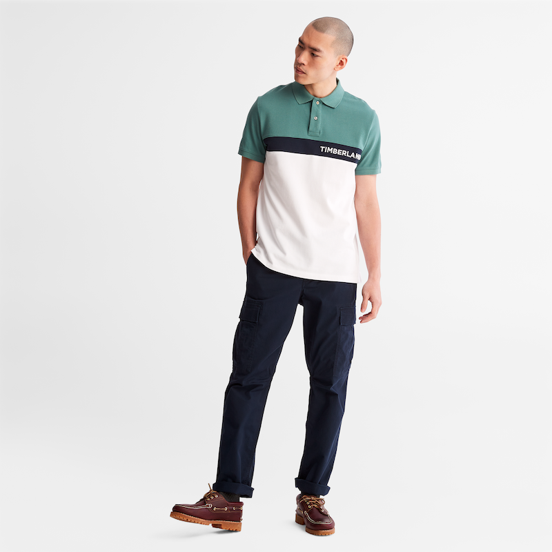 TIMBERLAND COLOUR BLOCK POLO FOR MEN IN TEAL