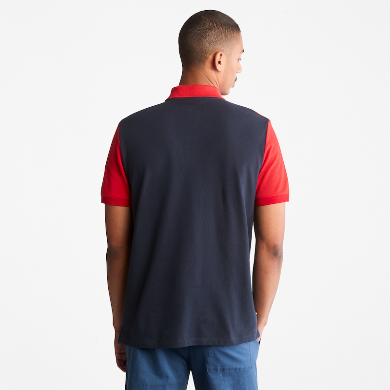 TIMBERLAND COLOUR BLOCK POLO SHIRT FOR MEN IN RED