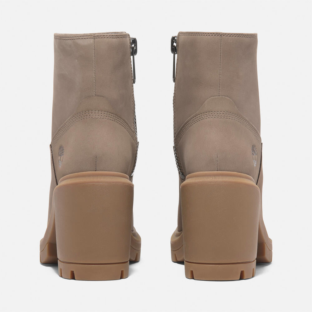 Timberland® Allington Heights Mid Zip-Up Boot for Women in Taupe.  Taupe leather boot with side zip, ReBOTL lining, and OrthoLite® footbed. Versatile and comfortable for everyday wear.  