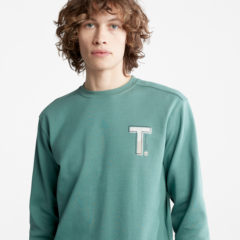 TIMBERLAND TIMBERFRESH TECHNOLOGY RELAXED FIT SWEATSHIRT FOR MEN IN TEAL