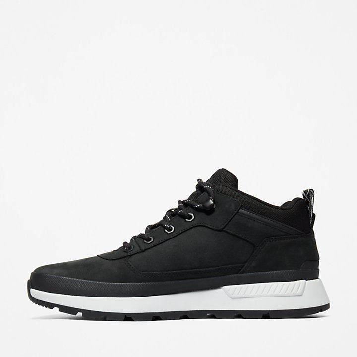 Black Timberland¡ Field Trekker Low Hiker for Men. Black leather hiking shoe with water-resistant protection for light rain. Breathable mesh lining for comfort. OrthoLite¡ footbed for cushioning, EVA midsole for support. Durable outsole delivers traction on trails or streets. Versatile for both city and outdoor adventures.