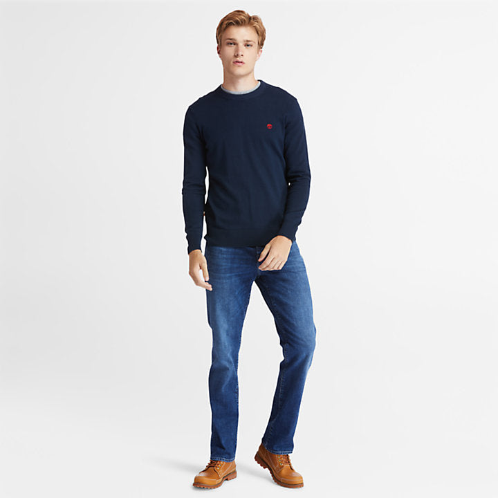TIMBERLAND WILLIAMS RIVER ORGANIC REGULAR FIT COTTON SWEATER FOR MEN IN NAVY