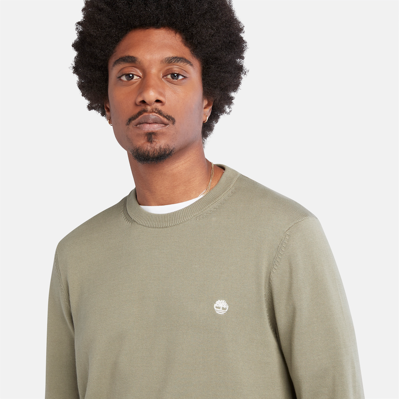 Williams River Crewneck Sweater For Men In Khaki Green