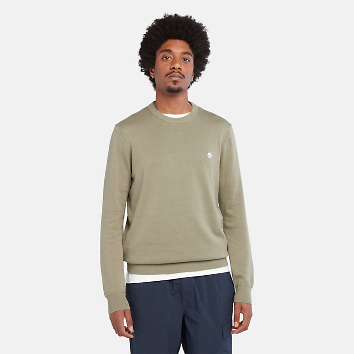 Williams River Crewneck Sweater For Men In Khaki Green