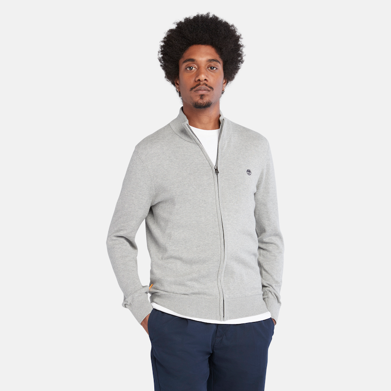 TIMBERLAND WILLIAMS RIVER FULL ZIP COTTON JUMPER FOR MEN IN GREY