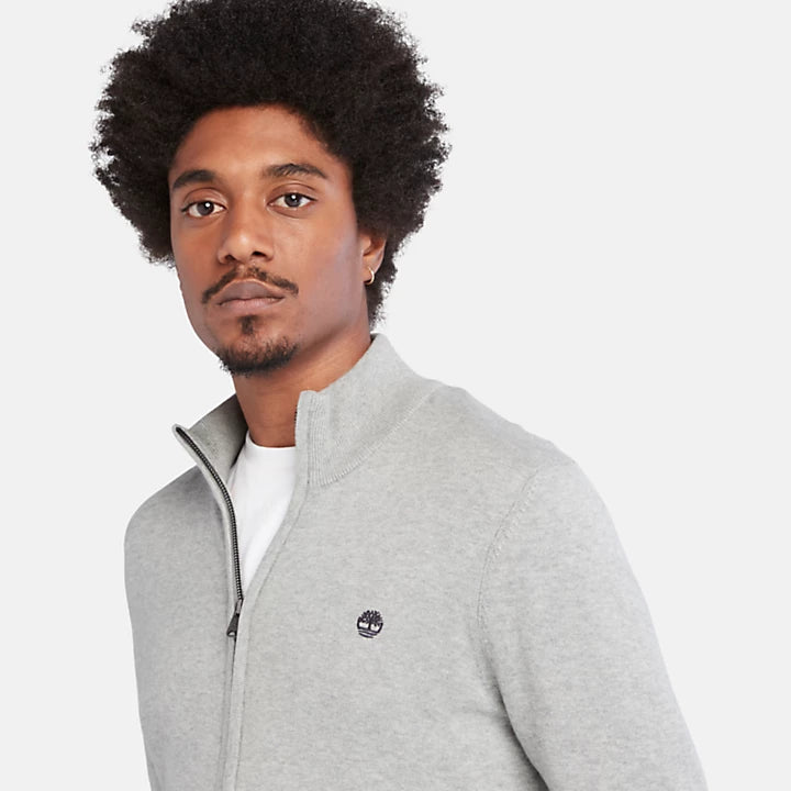 TIMBERLAND WILLIAMS RIVER FULL ZIP COTTON JUMPER FOR MEN IN GREY