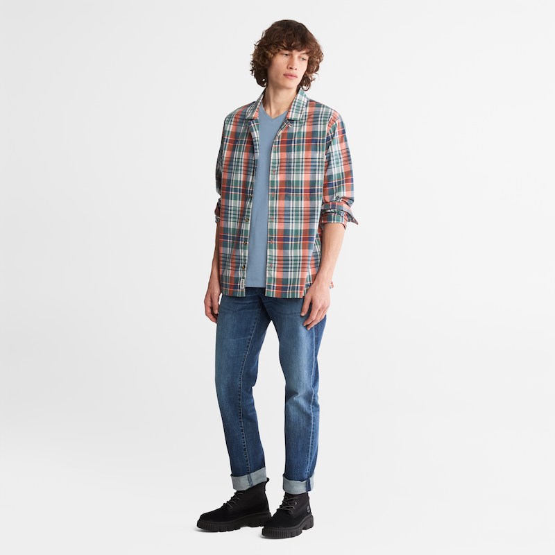 TIMBERLAND DUNSTAN RIVER V-NECK T-SHIRT FOR MEN IN SKY BLUE