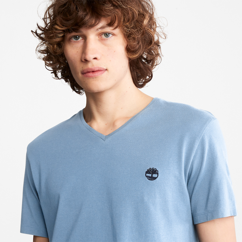 TIMBERLAND DUNSTAN RIVER V-NECK T-SHIRT FOR MEN IN SKY BLUE