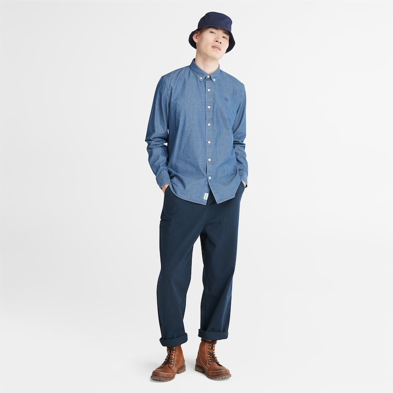 TIMBERLAND CHAMBRAY CLASSIC SHIRT FOR MEN IN BLUE